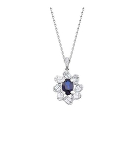1.48 Karat Pırlanta Safir Kolye