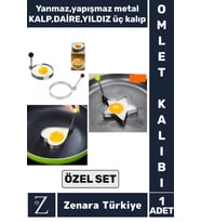 Dayanıklı Yanmaz Yapışmaz Kahvaltı Yumurta Omlet Krep Pişirme KALP DAİRE YILDIZ Eğlenceli Özel Set