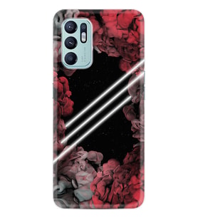 Oppo Reno 6 Kılıf Silikon Desen Özel Seri Flowers Line 1732