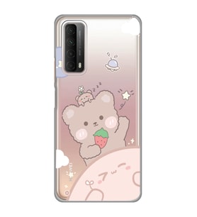 Huawei P Smart 2021 Uyumlu Tatlı Ayıcık Desenli Şeffaf Telefon Kılıfı
