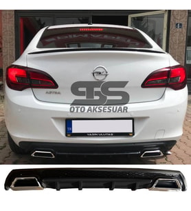 Opel Astra J Difüzör Arka Tampon Eki 2 Egzoz Çıkışlı Siyah Lüx Tip