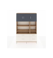 Arges Dolap 10 Raflı 4 Çekmeceli 3 Kapaklı 132x30x195 Çam-Antrasit/Aytaşı