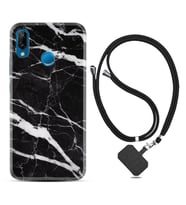 Huawei P20 Lite Mate 10 20 Lite Pro P40 Lite KılıfBoyun Askılı Silikon Siyah Şerit Mermer 1318