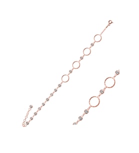 925 Ayar Gümüş Halka Model Zirkon Taşlı Kadın Bileklik (Rose)
