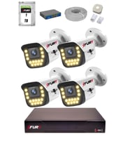 FURY 15 Warm LED Ip Güvenlik Kamera Seti 4 Kameralı Sesli 4mp Gece Renkli Su Geçirmez 1403s 1TB