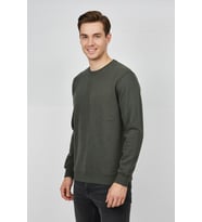 Erkek Büyük Beden Sıfır Yaka Selanik Sweatshirt BGL-ST04871 (Haki)