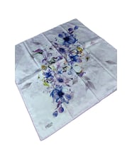 Emilya Rayon Çiçek Desenli Şal Eşarp 90x90 cm (Lila - Mor)