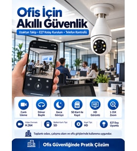 Blue Inter Ampul Tipi WiFi Güvenlik Kamerası E27 Duylu Döner Başlıklı Akıllı Kamera Uzaktan Canlı İzleme Telefon Kontrollü Gece Görüşlü