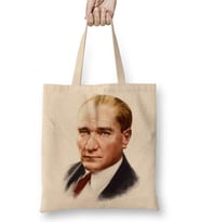Mustafa Kemal Atatürk 01 Bez Çanta Uzun Saplı