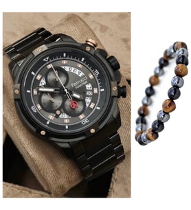 Ferrucci Fonksiyonları Aktif Çoklu Takvimli Spor Model Çelik Erkek Kol Saati+Bileklik Hediye