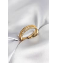 Gold Renk Minimal Zirkon Taşlı Kadın Yüzük TJ-BYK3957
