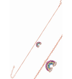 Söğütlü Silver Gümüş rose zirkon taşlı gök kuşağı bileklik