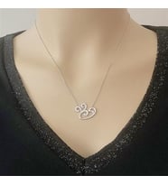 Rodium Kaplama Beyaz Zirkon Taşlı vav Gümüş kolye (Karışık)