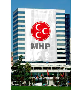 MHP Parti Bayrağı 8x12 mt. 1. Kalite Raşel Kumaş Bina Tipi