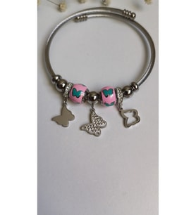 KELEBEKLİ ÇELİK CHARM BİLEKLİK 316L ÇELİK ANTİALERJİK CHARMLARI DA ÇELİKTİR (Çok Renkli)