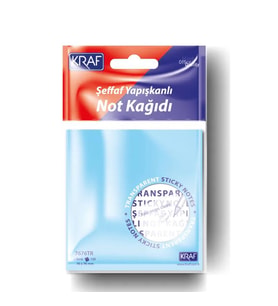 Kraf 76X76 Yapışkanlı Not Kağıdı 50Yp Şeffaf Karışık 7676Tr