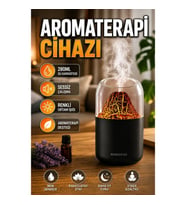 280 ml Su Hazneli Aromaterapi Difüzörü Alev Efektli 7 Renk LED Ultrasonik Nemlendirici