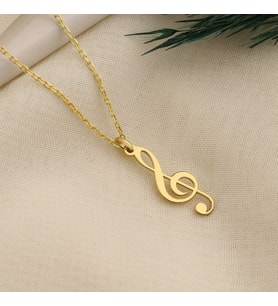 DKMN Gümüş Sol Anahtarı Sembol Kolye Kadın Gümüş Kolye (Gold)