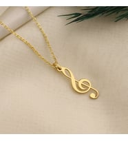 DKMN Gümüş Sol Anahtarı Sembol Kolye Kadın Gümüş Kolye (Gold)