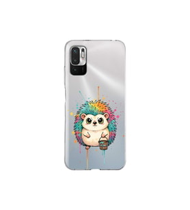 Redmi Note 10 5G ile Uyumlu Splash Kirpi Tasarımlı Şeffaf Silikon Kılıf