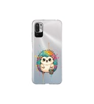Redmi Note 10 5G ile Uyumlu Splash Kirpi Tasarımlı Şeffaf Silikon Kılıf