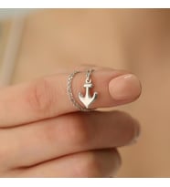925 Ayar Gümüş Deniz Çapası Kolye (Altın)