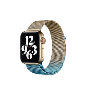Apple Watch 38mm Metal Mıknatıslı Kordon - Metalik Gold-Mavi