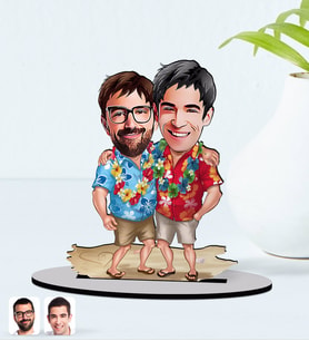 BK Gift Kişiye Özel Tatilci Kankalar Karikatürlü Ahşap Biblo Model 1