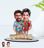 BK Gift Kişiye Özel Tatilci Kankalar Karikatürlü Ahşap Biblo Model 1