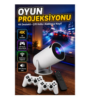 4K Kablosuz Oyun Projektörü – Çift Kollu, Android 11 ve 10.000 Oyunlu
