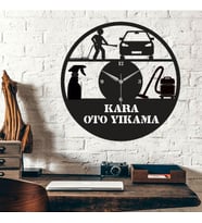 Oto Yıkama  Temalı Ahşap Duvar Saati