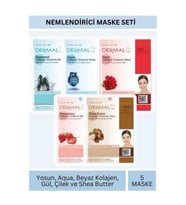 Nemlendirici Deniz Yosunu Aqua Gül Çilek Karite Yağı Özlü Maske Seti 23gr x 5Adet