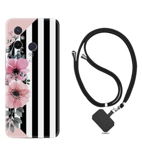 Xiaomi Redmi 12C Kılıf Resimli Boyun Askılı İpli Desenli Silikon Flowers 4 1390