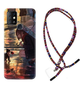INFINIX Hot 8 9 10 11S Hot 10 Play 10T Kılıf Boyun Asklı Rasta Silikon Kız ve Kedi 1762