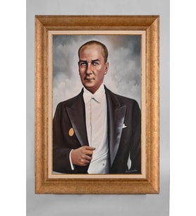 Çerçeveli Paspartulu Atatürk Tablo a390 (Gold)