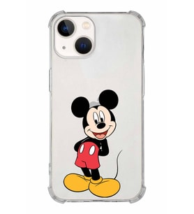 Apple iPhone 13 Uyumlu Köşe Korumalı Antişok  Kapak Mickey Mouse Tasarımlı Şeffaf  Kılıf