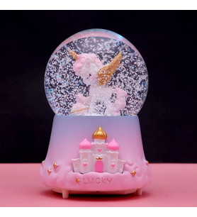 Yavru Unicorn  Büyük Boy Işıklı Müzikli Otomatik Kar Püskürten Kar Küresi