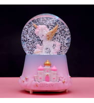 Yavru Unicorn  Büyük Boy Işıklı Müzikli Otomatik Kar Püskürten Kar Küresi