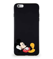Apple iPhone 6S Plus Soft Premier Kapak Mickey Mouse-F Tasarımlı Silikon Kılıf - Siyah (Şeffaf)