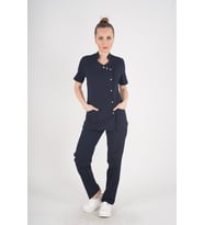 Aylu Model Soft Likra Lacivert Doktor Hemşire Hastane Scrubs Üniforma Takımı