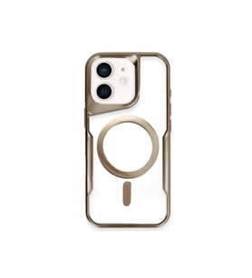 Newface Apple iPhone 12 Kılıf Boyi Magsafe Silikon Kapak - Kahverengi