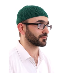 Kışlık Kadife Takke Düz Desen - Yeşil (Karışık)