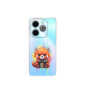 Infinix Hot 40i ile Uyumlu Splash Tilki Tasarımlı Şeffaf Silikon Kılıf