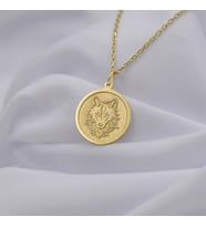 Kişiye Özel 925 Ayar Gümüş Tasarım Kurt Figürlü Kolye (Gold)
