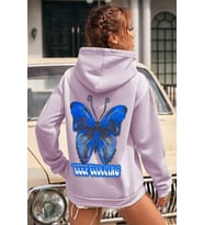Unisex Butterfly Baskılı Sweatshirt (Lila)