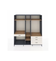 Kronos Dolap 7 Raflı 4 Çekmeceli 3 Askılı 220x59x243 Antrasit-Çam/Aytaşı