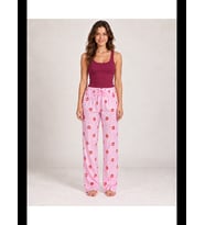 Night Kadın Çizgili Bluz Desenli Askılı Pijama Takımı