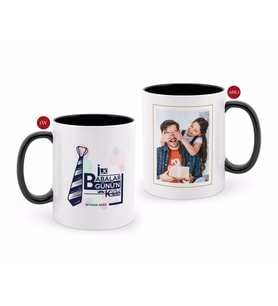 BK Gift Kişiye Özel Babalar Günü Hediyesi Fotoğraflı Siyah Beyaz Kupa Bardak-65