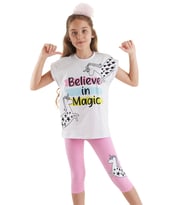 Believe in Magic Kız Çocuk T-Shirt Tayt Takım (Pembe)
