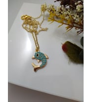 Turkuaz (Firuze) Taşlı Yunus Modeli Kolye